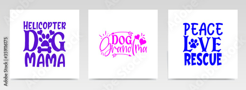 Pet animal quotes letter typography set illustration.