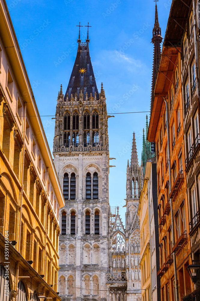 It's Medieval classical architecture of Rouen, the capital of the region of Upper Normandy and the historic capital city of Normandy