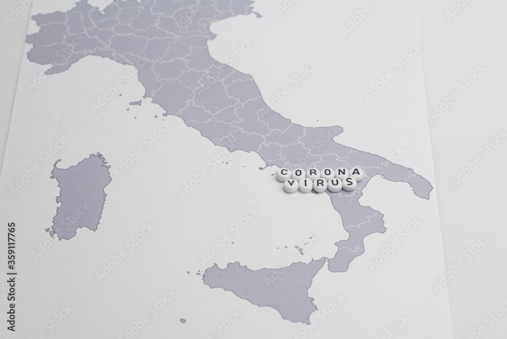Fototapeta premium The word corona virus,isolated over world map,pandemic conceptual photo