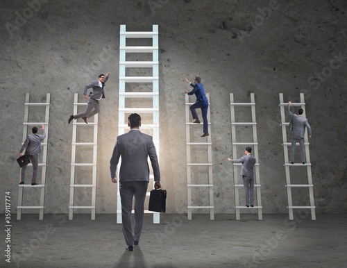 Konstfotografi Career progression concept with various ladders