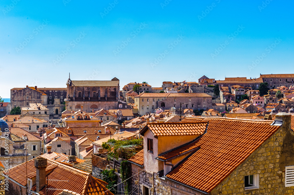 It's Beautiful colorful panorama of Dubrovnik (Croatia), city on the Adriatic Sea, UNESCO World Heritage Site since 1979