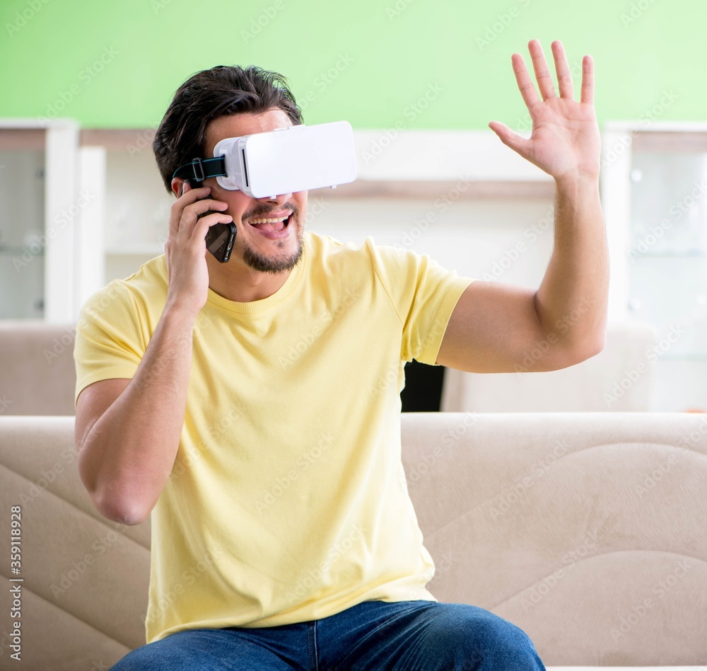 Young man with virtual reality goggles Young man with virtual reality goggles