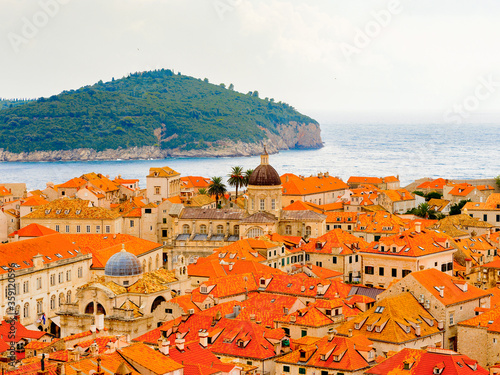 It's Architecture of the Old town of Dubrovnik, Croatia. View from the walls photo