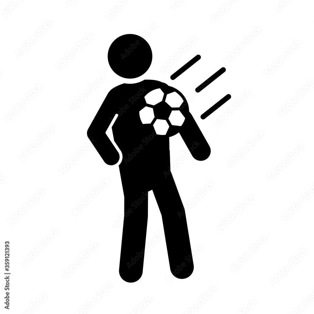 soccer game, player with ball in chest, league recreational sports tournament silhouette style icon soccer game, player with ball in chest, league recreational sports tournament silhouette style icon