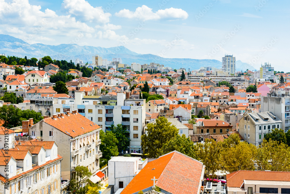 It's Panoramic view of Split, Croatia. It is the second-largest city of Croatia and the largest city of the region of Dalmatia