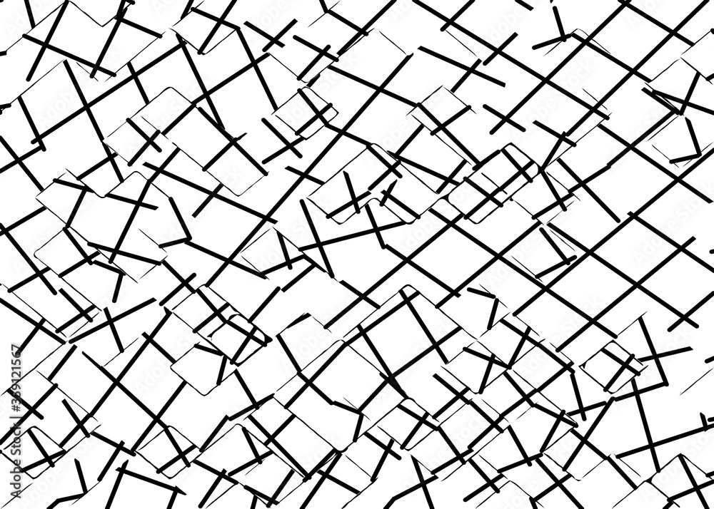 geometric square shape abstract background in black and white