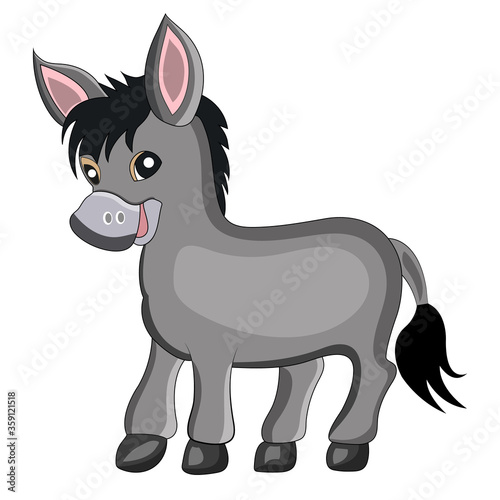 Cartoon of a lead colored donkey