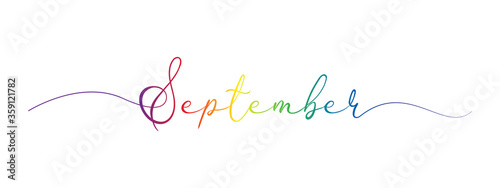 september letter calligraphy banner colorful gradient