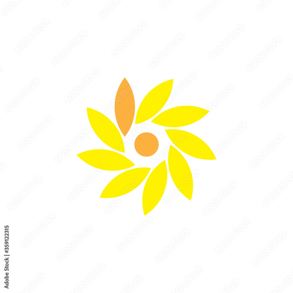 B letter with sunflower design. Perfect for logo, icon, template, etc. Abstract. Vector eps.10