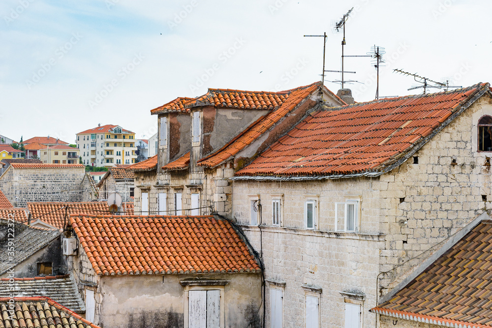 It's Houses in the Historic City of Trogir, Croatia. UNESCO WOrld Heritage Site