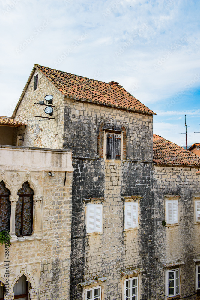Naklejka premium It's Houses in the Historic City of Trogir, Croatia. UNESCO WOrld Heritage Site