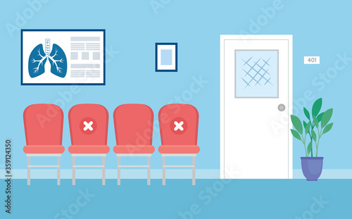 social distance in the waiting room, prevention coronavirus covid 19