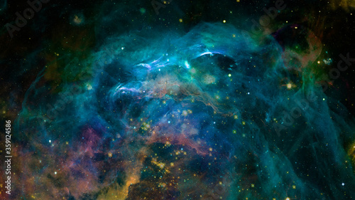 Blue space nebula. Elements of this image furnished by NASA