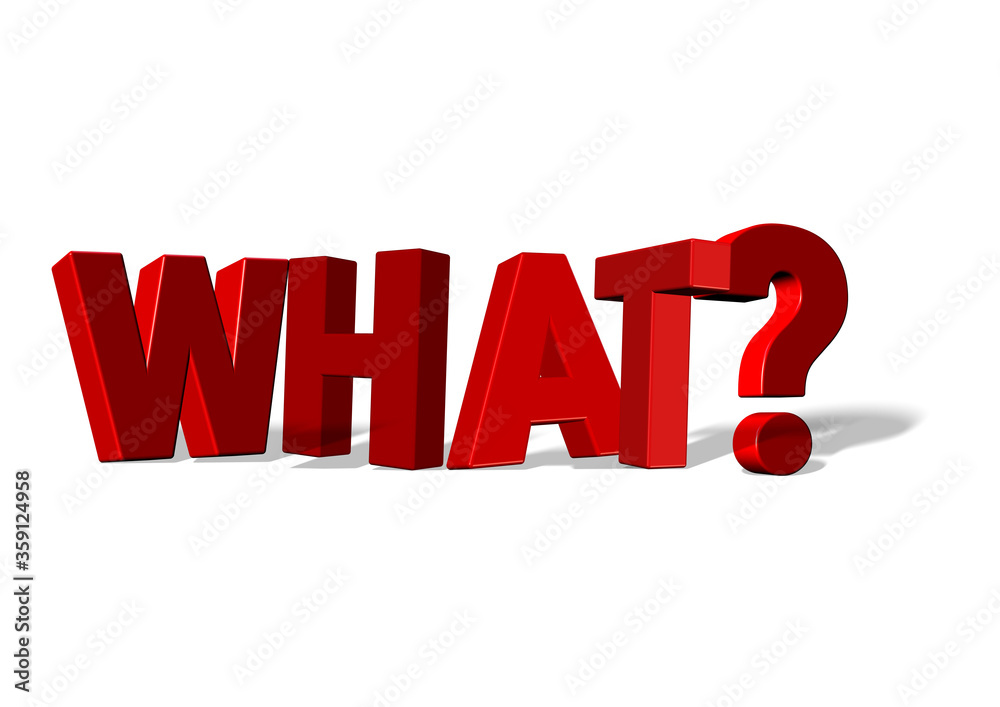 what word text and question mark red text 3d letters in white background  - 3d rendering