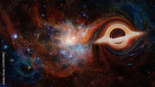 Fototapeta Naklejka Na Ścianę i Meble -  Black hole in the nebula. Elements of this image furnished by NASA