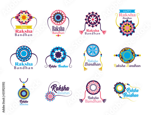 Raksha bandhan wristbands set vector design