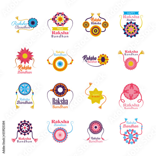 Raksha bandhan wristbands set vector design
