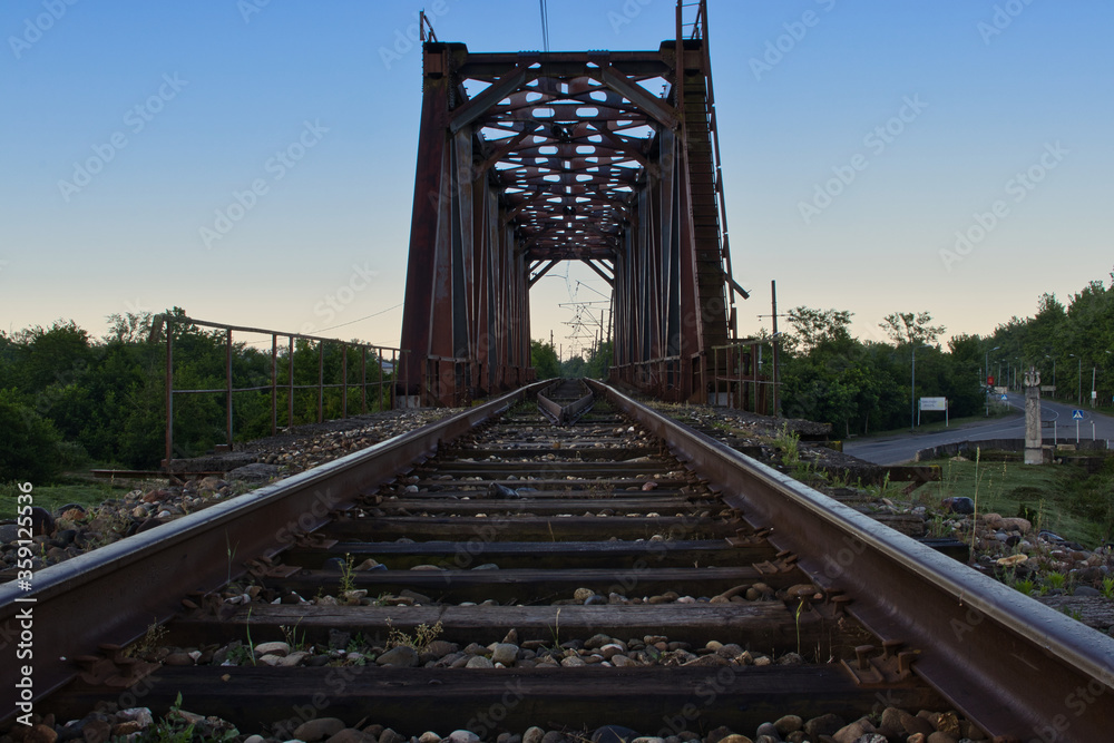 Fototapeta premium Railway bridge in Tsatskhvi village, Samegrelo-Zemo Svaneti, Georgia.