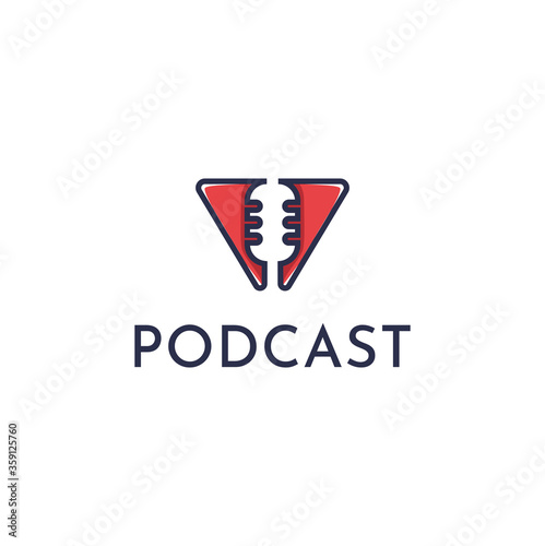 Podcast Hipster Vintage Logo Design Template Vector