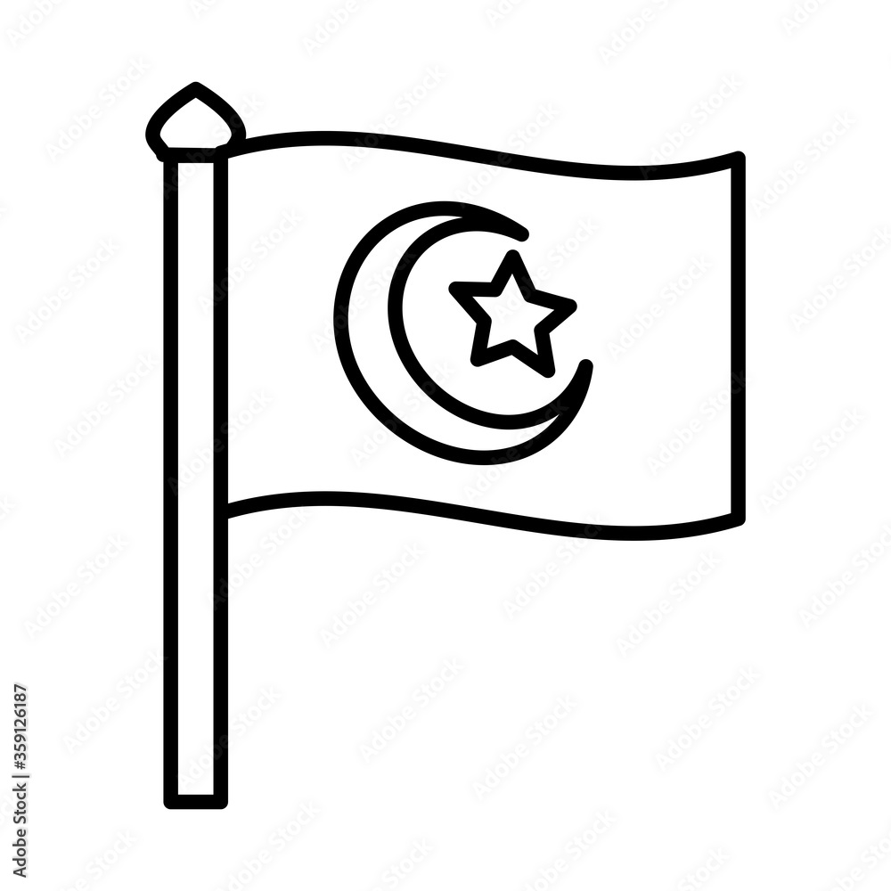 religious flag eid mubarak islamic religious celebration line style icon