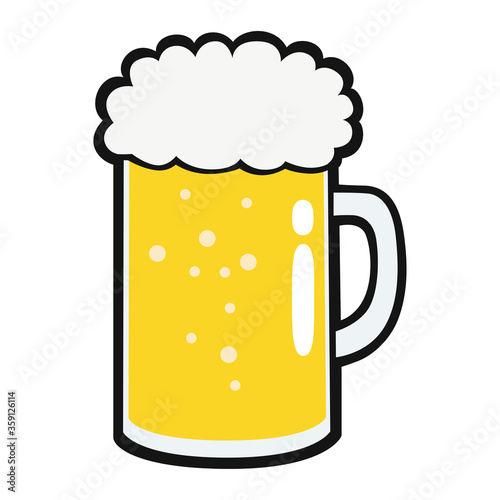 大きいジョッキグラスに入った生ビールのイラスト。