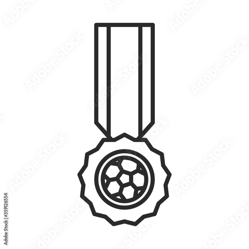 soccer game, medal ribbon prize, league recreational sports tournament line style icon