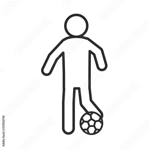 soccer game, player kicking ball league recreational sports tournament line style icon