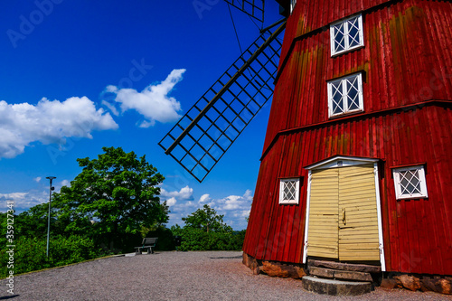 Strangnas, Sweden  A classic old windmill in the center of town photo