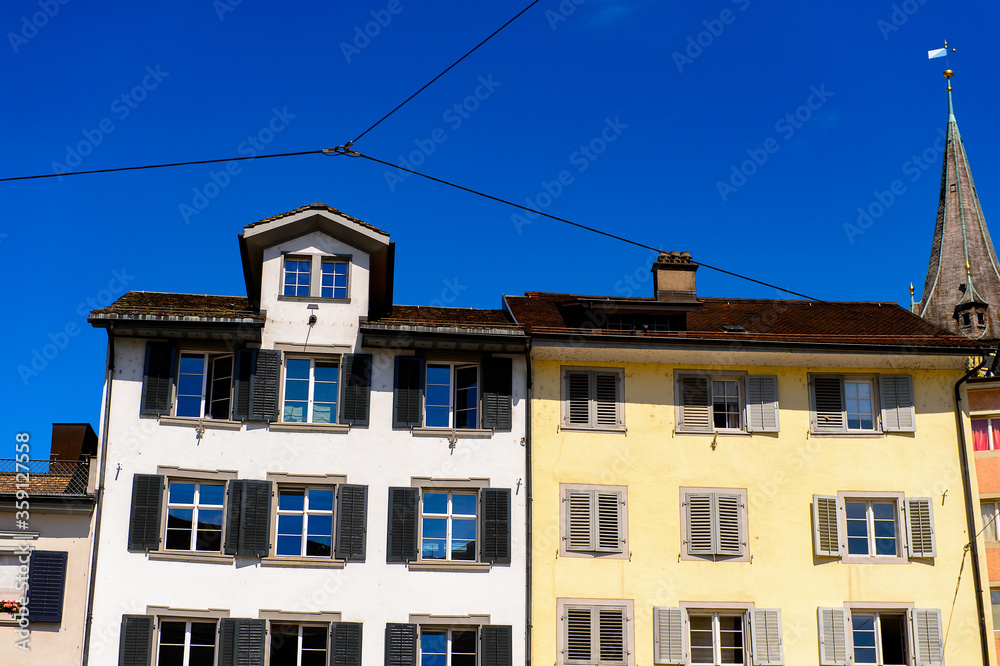 Architecture on the Munsterhof in Zurich, the largest city in Switzerland