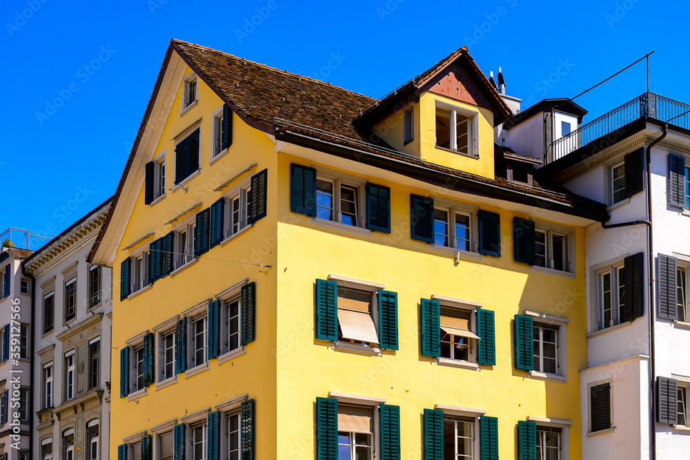 Architecture on the Munsterhof in Zurich, the largest city in Switzerland