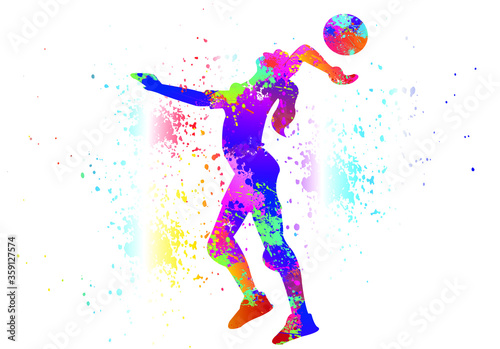 Volleyball logo design. Colorful sport background. Vector illustration. © Sakulchai