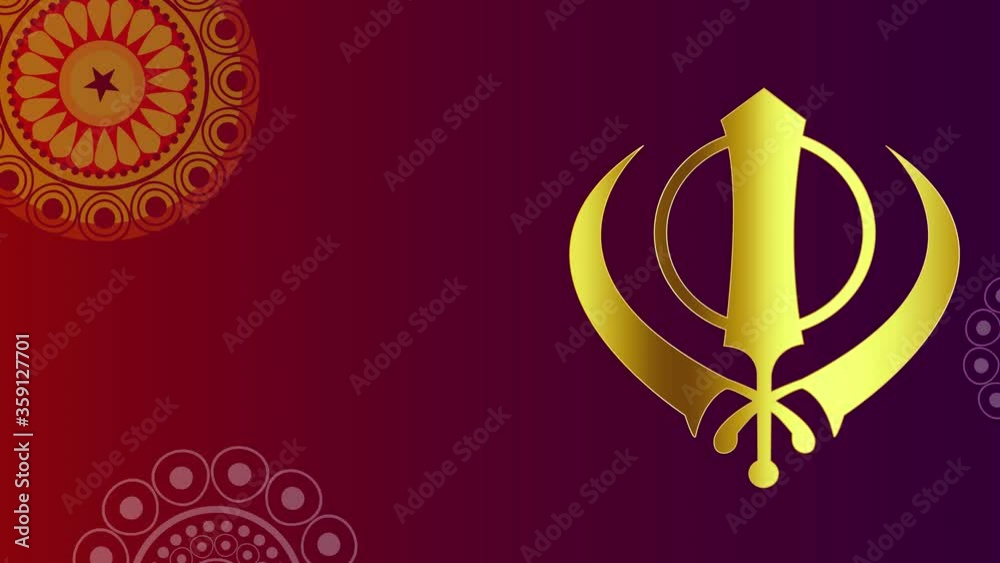 beautiful illustration animation video with sikhism symbol khanda sahib useful in animating banner