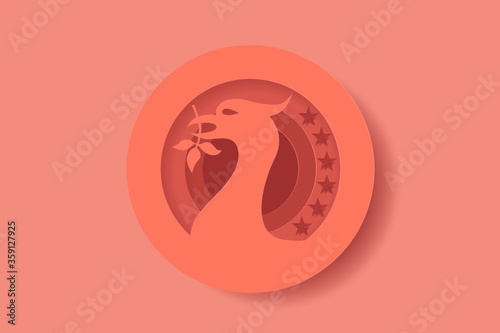 Football logos and insignias Paper art design.Vector illustration in lineart style.
