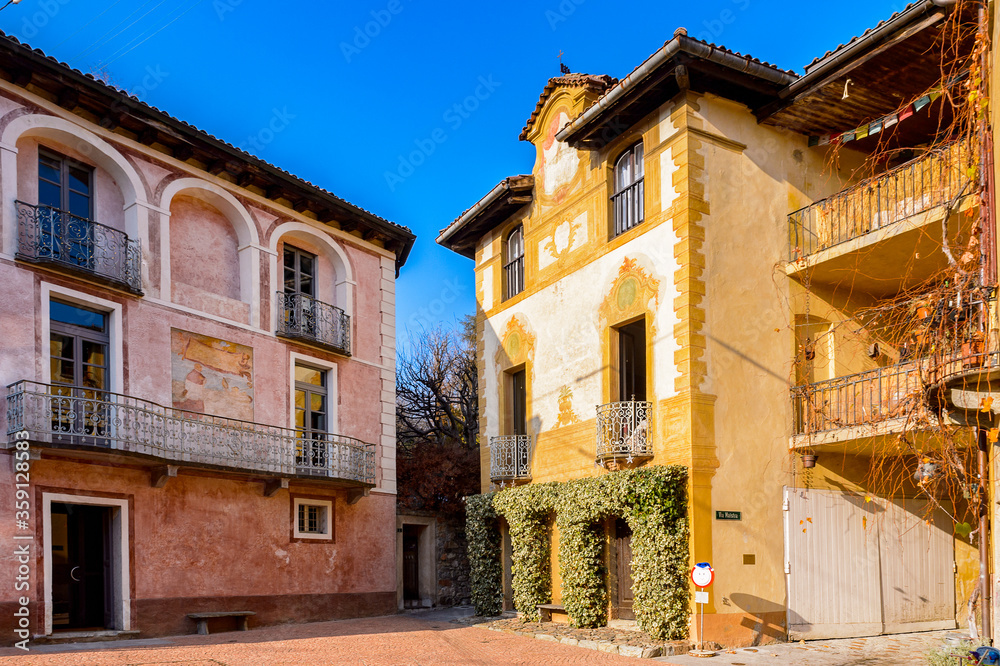 It's Square in Carona, a former municipality in the district of Lugano in the canton of Ticino in Switzerland It's Square in Carona, a former municipality in the district of Lugano in the canton of Ticino in Switzerland