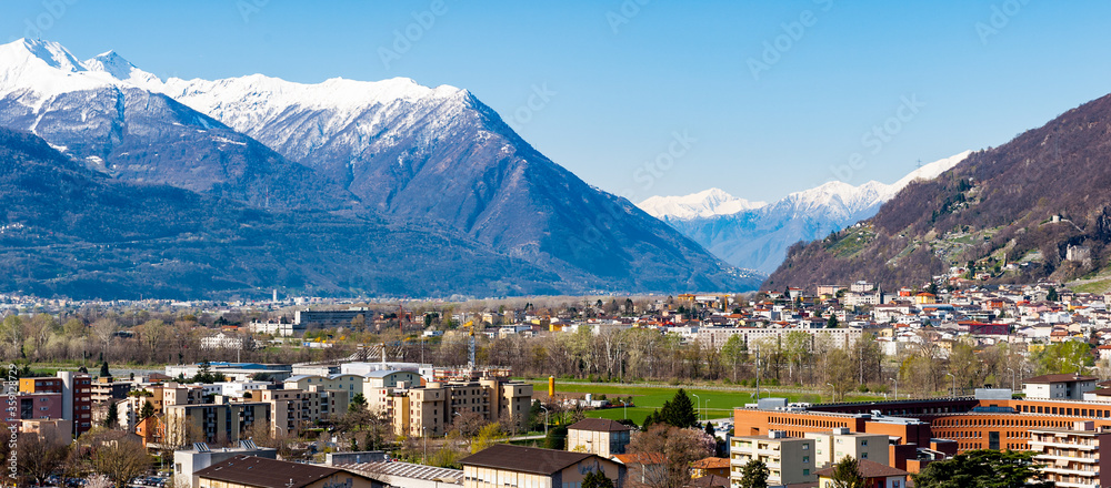 It's Panorama of Bellinzona, Switzerland and the Swiss Alps