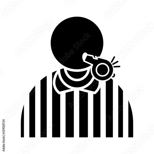 soccer game, referee with whistle league recreational sports tournament silhouette style icon