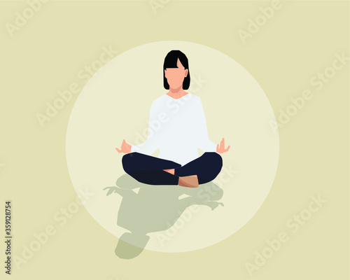 A woman is practicing mind management by following the Buddhist teachings. In her free time.
