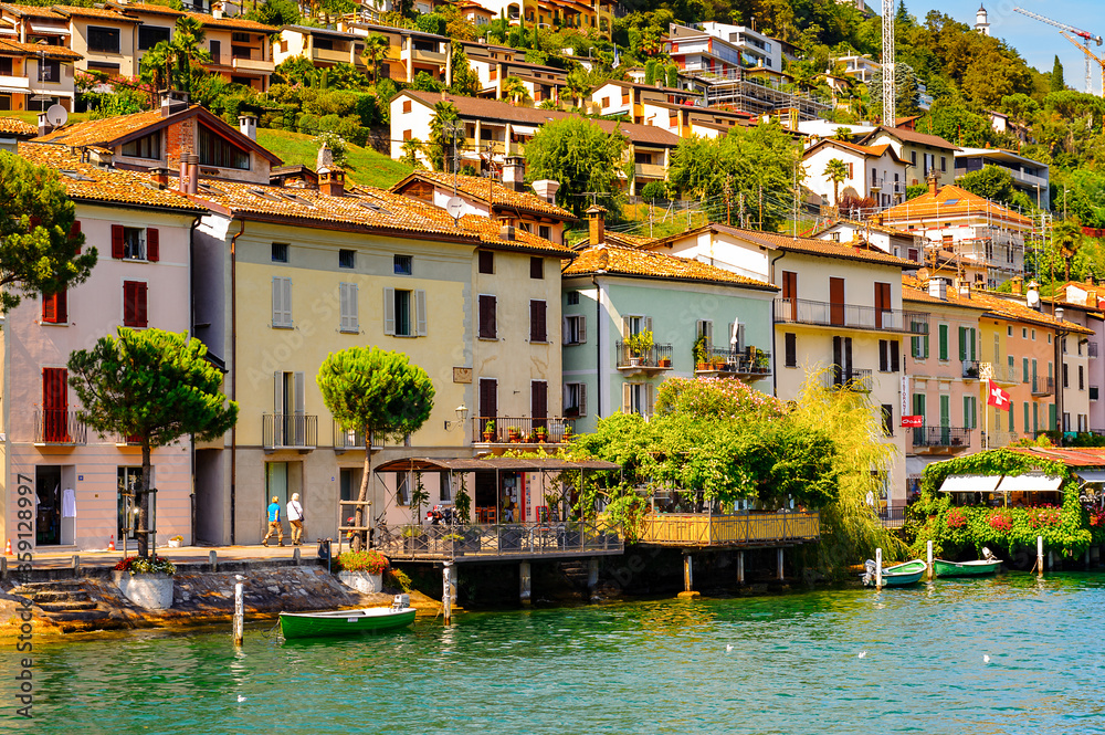 Morcote, a municipality in the Swiss canton of Ticino, Lake Lugano..Famous by small alleys, the arcades of old Patrician homes, valuable architectural monuments