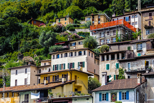 Close view of the village of Gandria, Switzerland