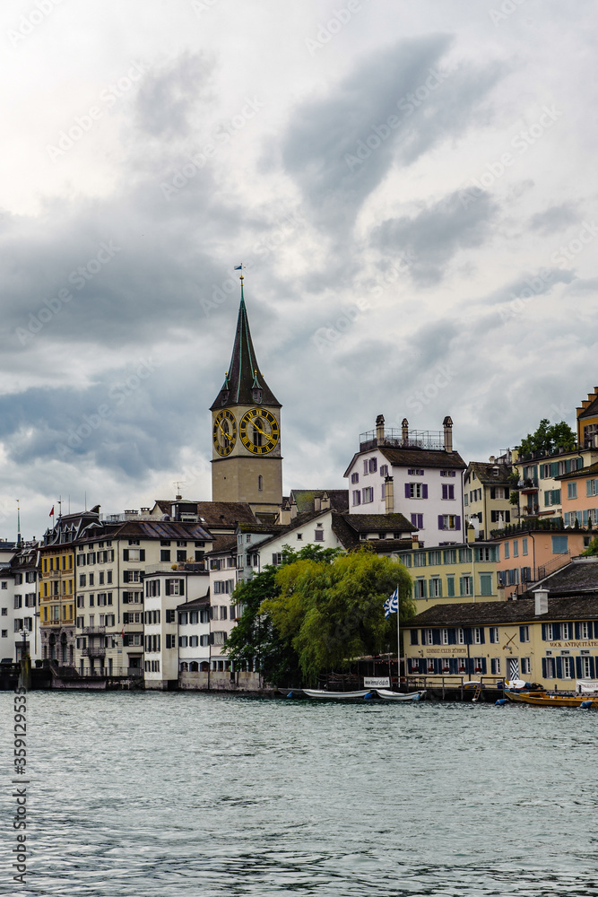 St. Peter church, one of the four main churches of the old town of Zurich, Switzerland