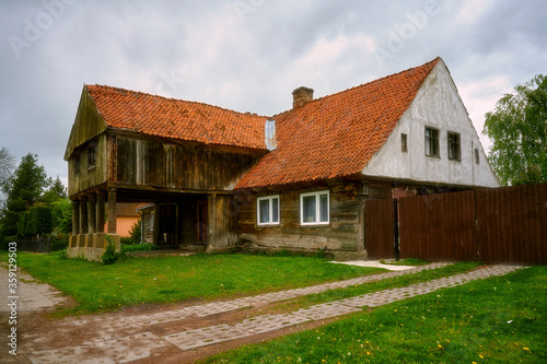 Poland, the land of Zuławy, Pomeranian Voivodeship, an old arcaded house built by Dutch settlers in the 17th century