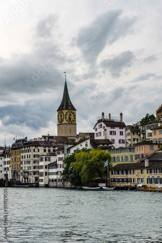 St. Peter church, one of the four main churches of the old town of Zurich, Switzerland
