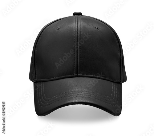 Leather baseball cap isolated on white background.