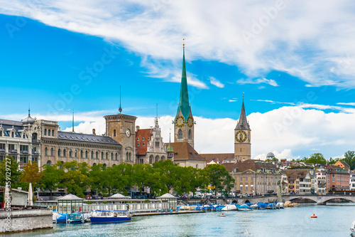Obraz na płótnie Imperial Abbey of Fraumunster.(Reichskloster Fraumunster), Zurich, Switzerland w salonie
