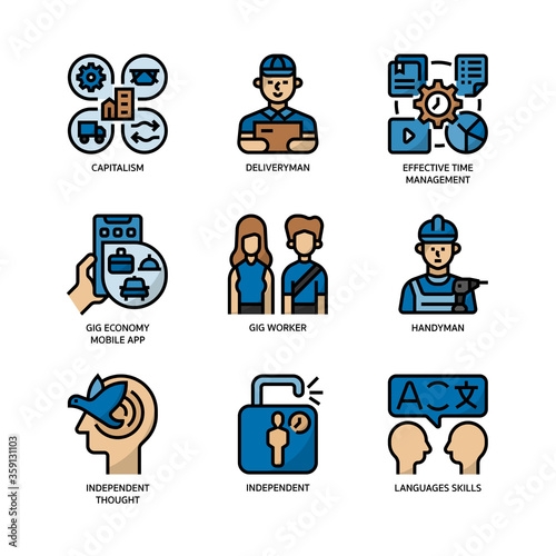 Gig economy icons set