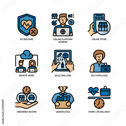 Gig economy icons set