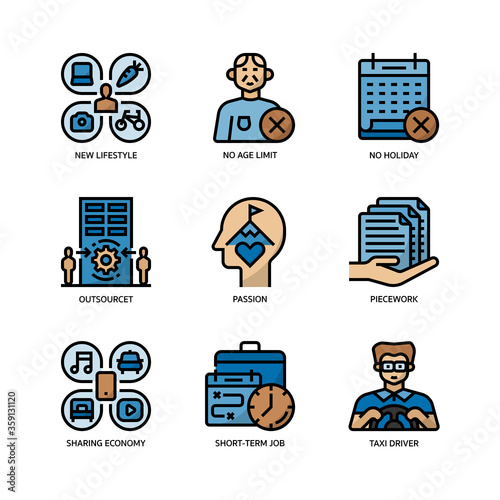Gig economy icons set