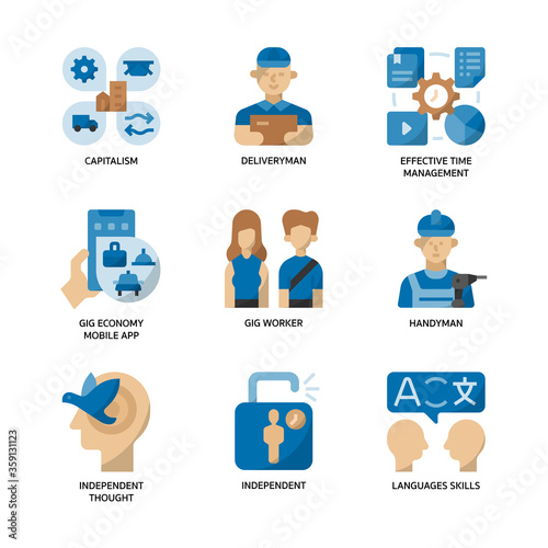 Gig economy icons set
