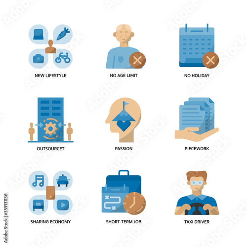 Gig economy icons set