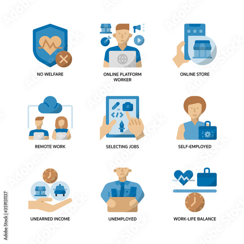 Gig economy icons set